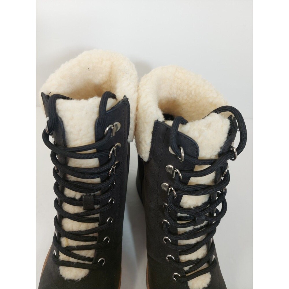 Mia Amore Women's Size 9 Blaake Block Heel Lace Up Boots 9.0W Black Cream - Picture 12 of 13